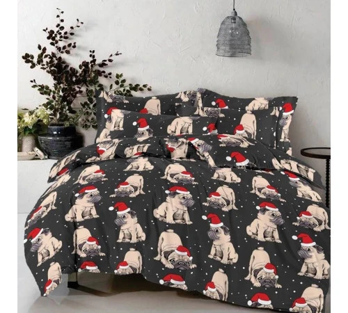Наволочка Бязь 17-0598 New Year's pug