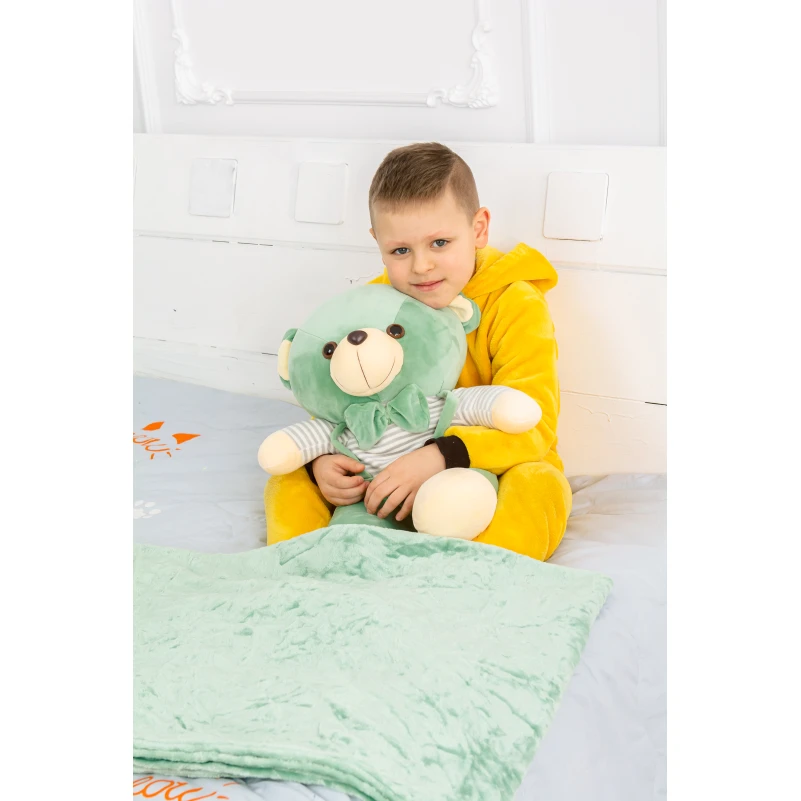 Плед+подушка детские №1050 Bear Green - 2