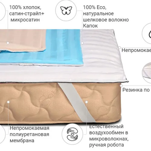 Наматрасник №302/1 Valentino Шелковый Silk (водонепроницаемый с резинкой по углам) - 2