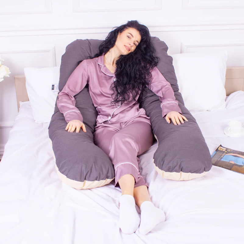 Подушка для беременных и отдыха U-образная № 8001 Naturale Line "Marco" EcoSilk бязь - 8