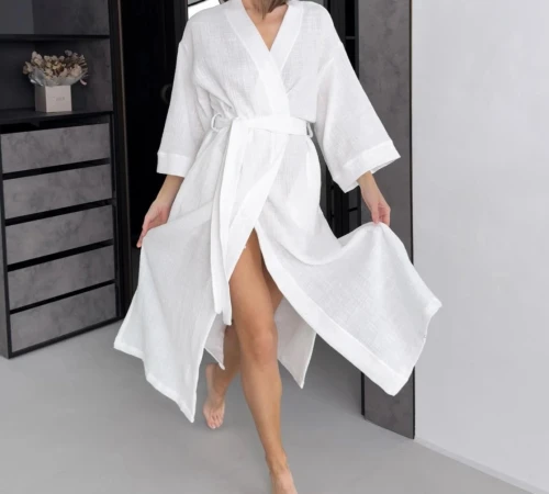 Халат "Muslin Touch long" white
