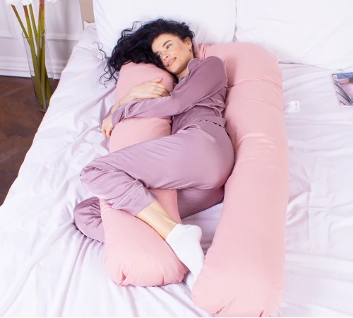 Подушка для вагітних та відпочинку U-подібна № 8014 Eco Line "Coral" EcoSilk мікросатин