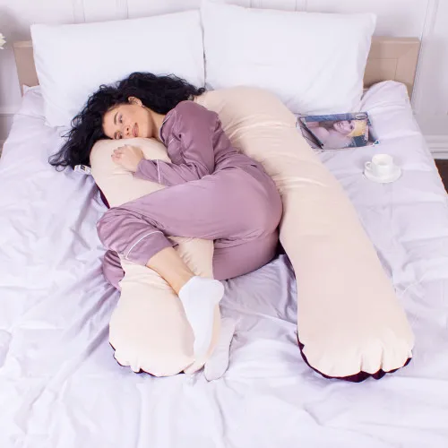 Подушка для беременных и отдыха U-образная № 8024 Velvet Line "Adenium" EcoSilk велюр