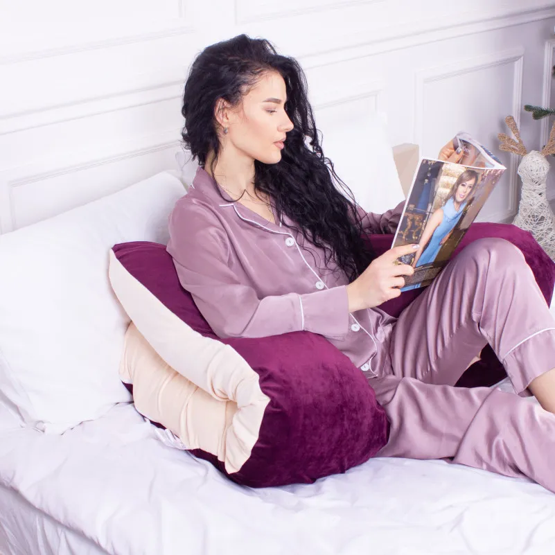 Подушка для беременных и отдыха U-образная № 8024 Velvet Line "Adenium" EcoSilk велюр - 6