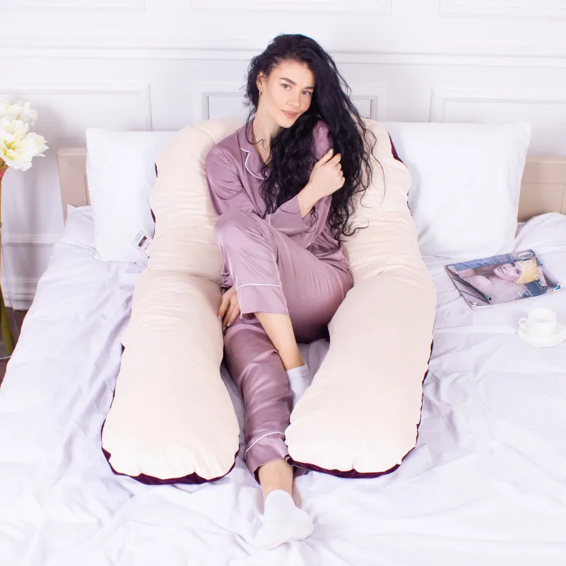 Подушка для беременных и отдыха U-образная № 8024 Velvet Line "Adenium" EcoSilk велюр - 8