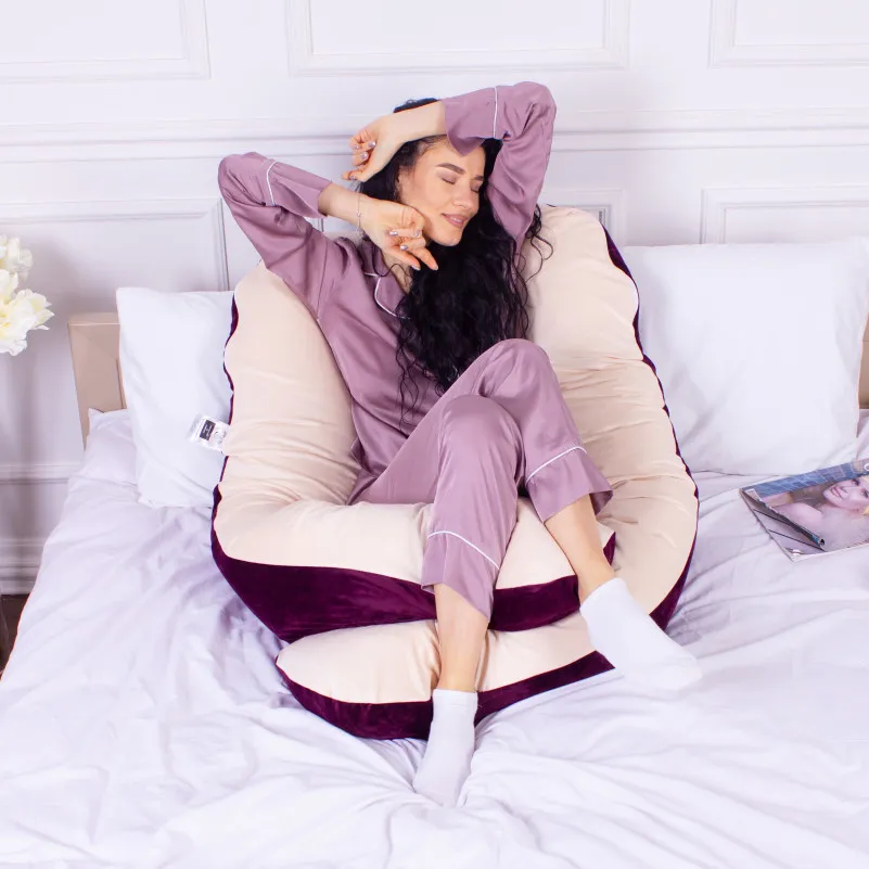 Подушка для беременных и отдыха U-образная № 8024 Velvet Line "Adenium" EcoSilk велюр - 9