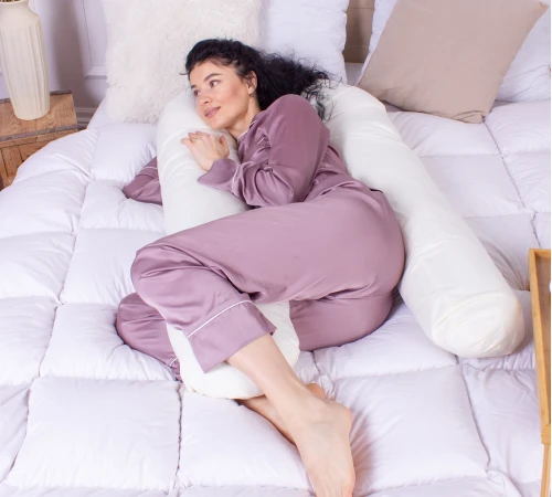 Подушка для беременных и отдыха U-образная №8593 Eco Line Creamy упрощенная EcoSilk микросатин