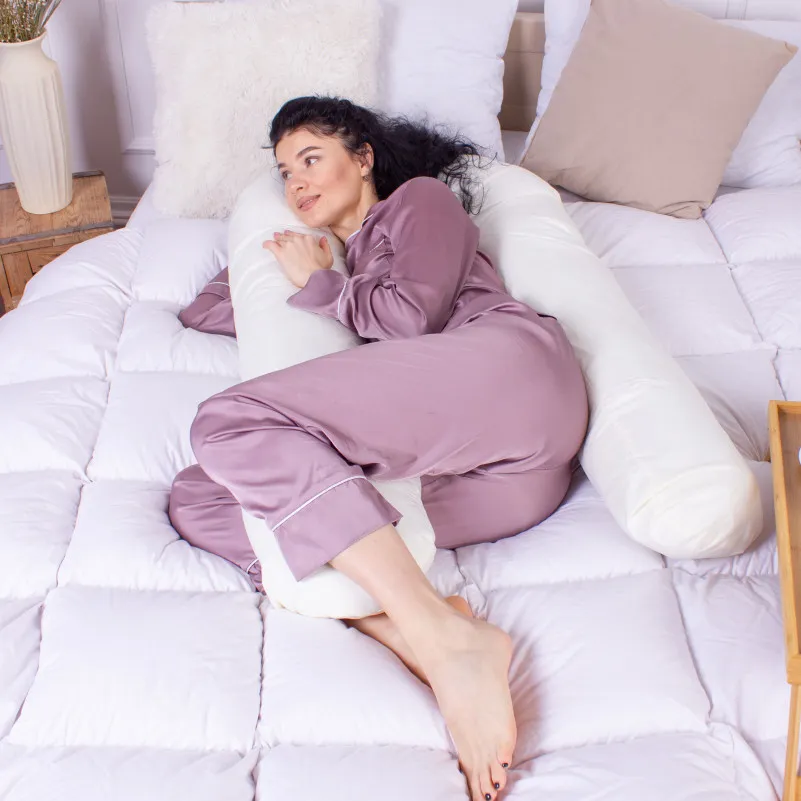 Подушка для беременных и отдыха U-образная №8593 Eco Line Creamy упрощенная EcoSilk микросатин