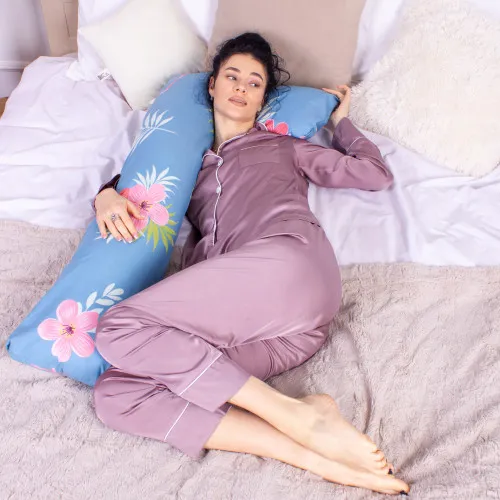 Подушка для беременных и отдыха Г-образная №8435 Color Line Rolando №96INT Blue EcoSilk бязь