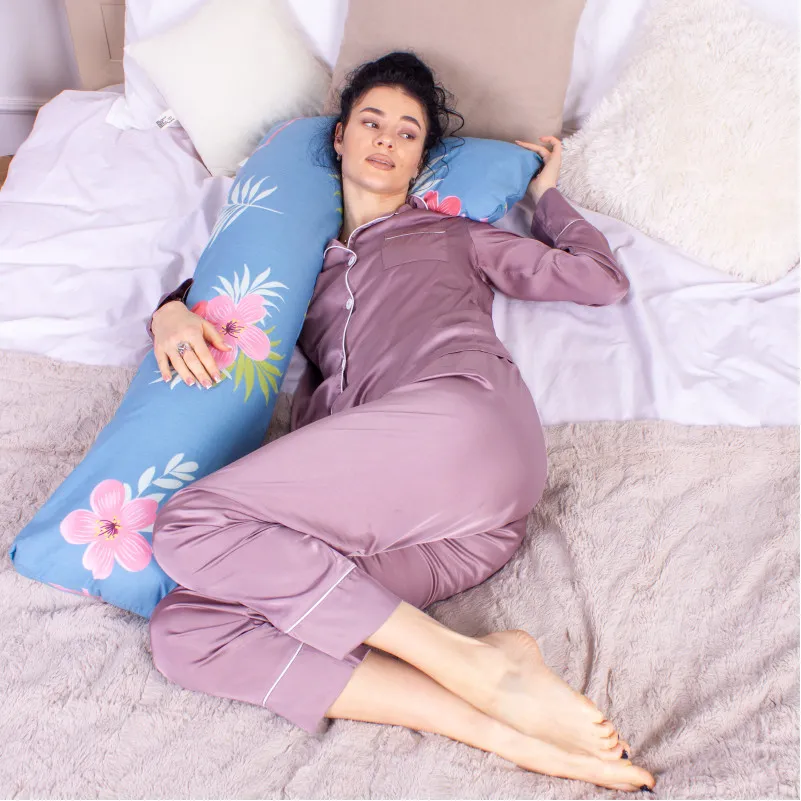 Подушка для беременных и отдыха Г-образная №8435 Color Line Rolando №96INT Blue EcoSilk бязь