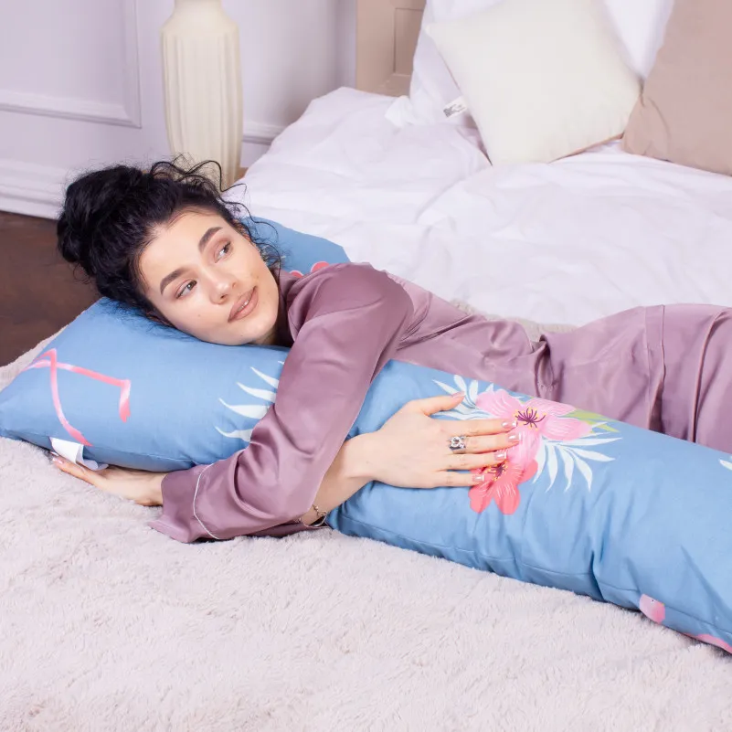 Подушка для беременных и отдыха Г-образная №8435 Color Line Rolando №96INT Blue EcoSilk бязь - 5