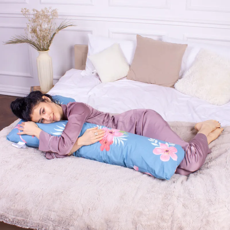 Подушка для беременных и отдыха Г-образная №8435 Color Line Rolando №96INT Blue EcoSilk бязь - 7