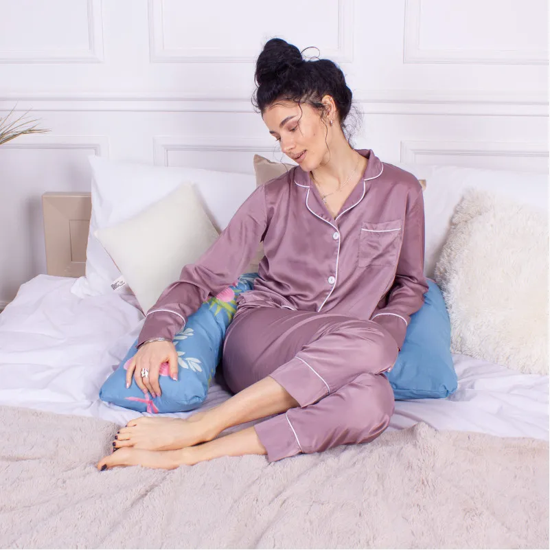 Подушка для беременных и отдыха Г-образная №8435 Color Line Rolando №96INT Blue EcoSilk бязь - 8