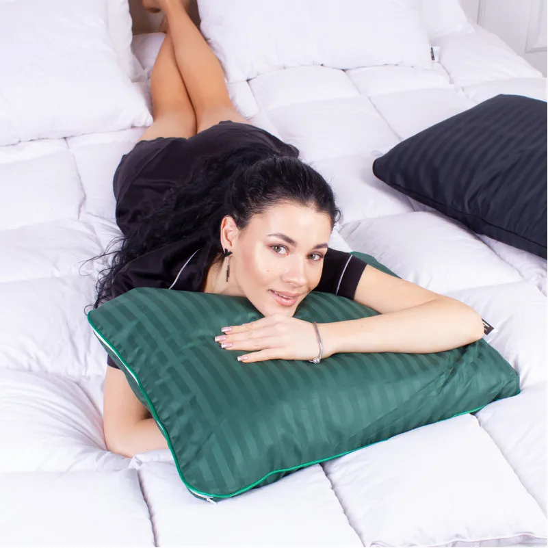 Подушка ортопедична (стружка Memory) №4025 Satin Stripe 30-0017 Green Women 59*43*10 см - 5