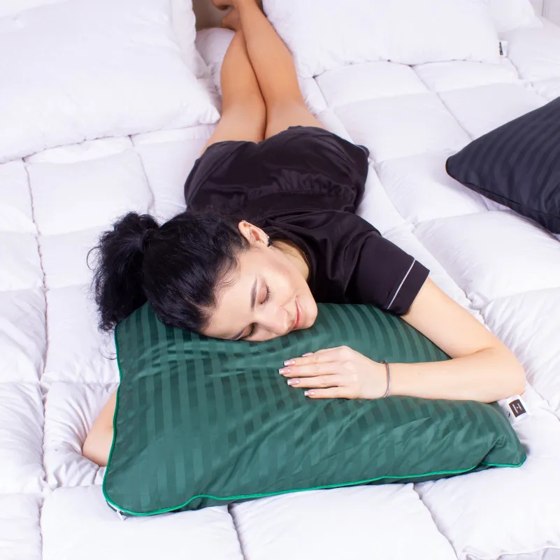 Подушка ортопедична (стружка Memory) №4025 Satin Stripe 30-0017 Green Women 59*43*10 см - 6