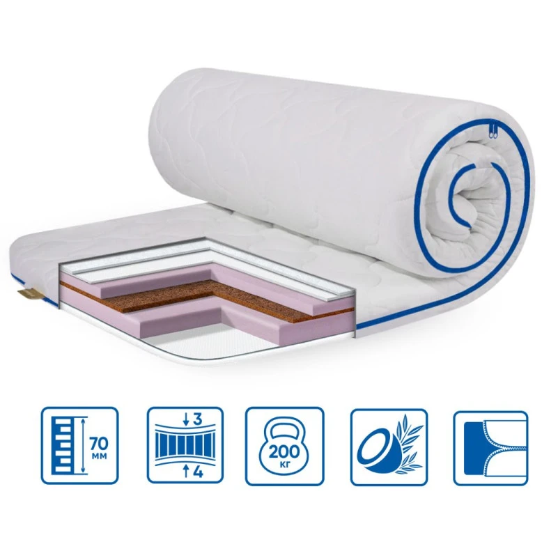 Матрас Топпер Ролл Ап (Roll Up) ЕS Slim Cocos Mix трикотаж