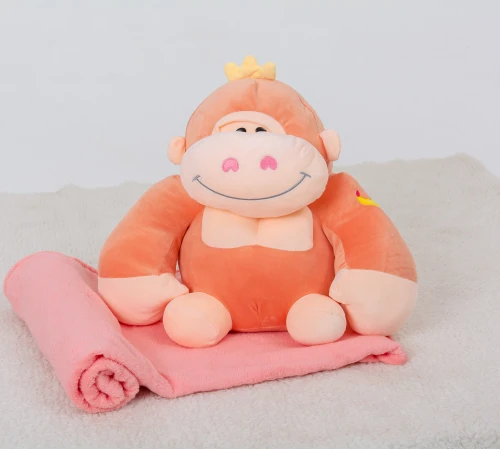Плед + подушка дитячі №1071 Monkey Peach