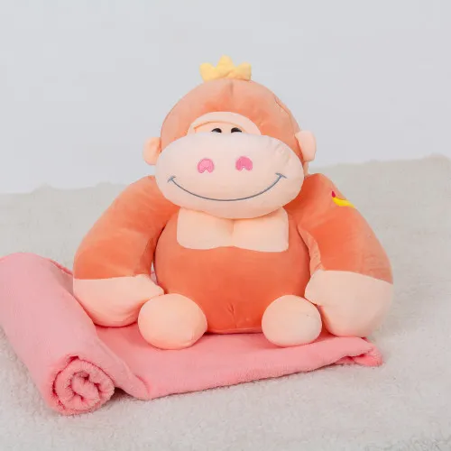 Плед + подушка дитячі №1071 Monkey Peach