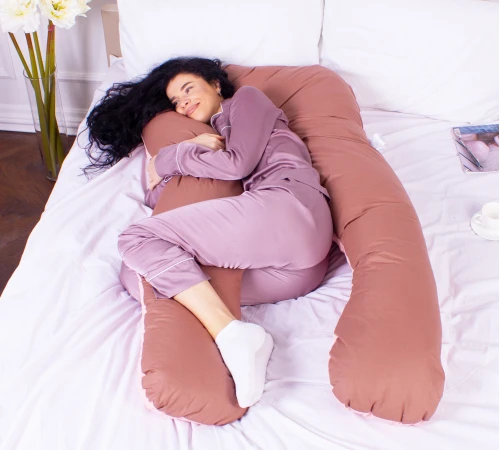 Подушка для вагітних та відпочинку U-подібна № 8002 Naturale Line "Riccarda" EcoSilk бязь