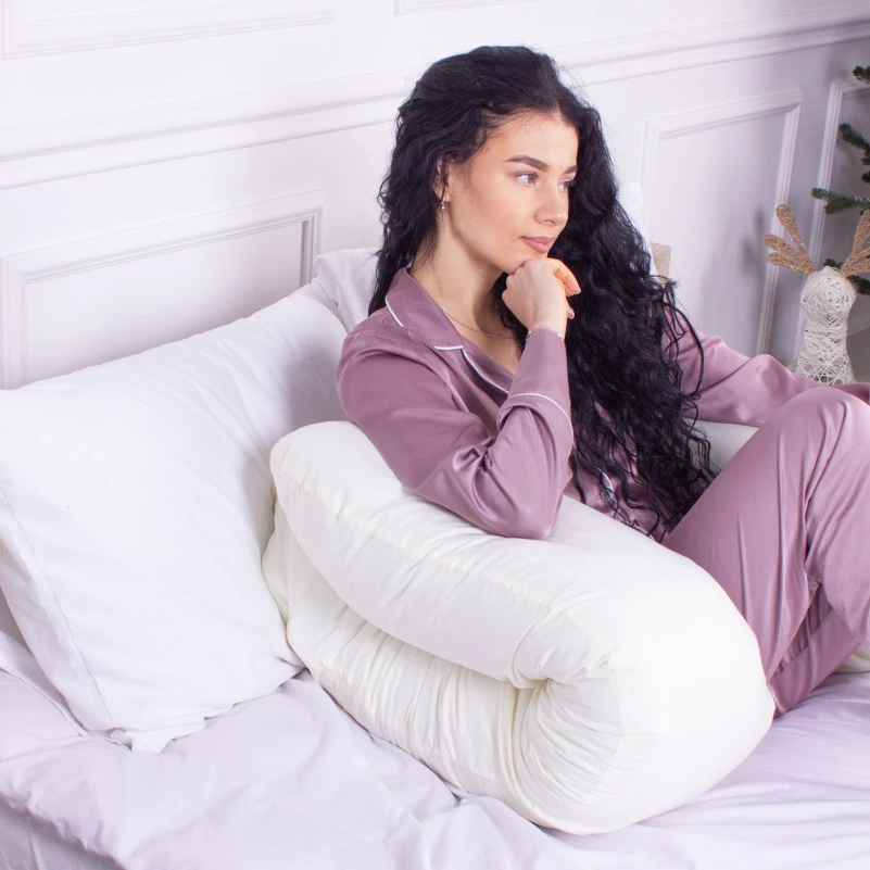 Подушка для беременных и отдыха U-образная № 8015 Eco Line "Creamy" EcoSilk микросатин - 8