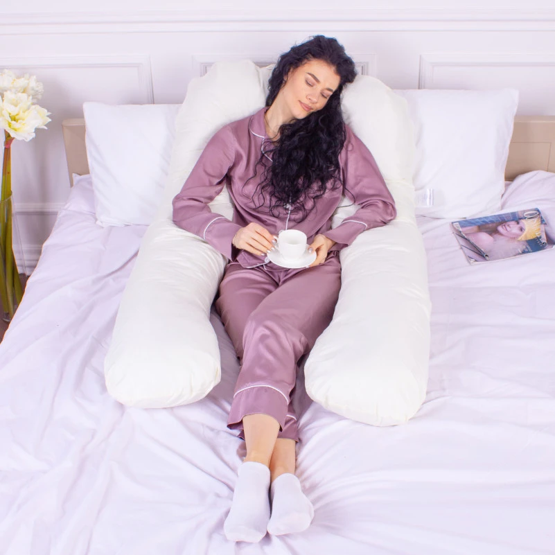 Подушка для беременных и отдыха U-образная № 8015 Eco Line "Creamy" EcoSilk микросатин - 11