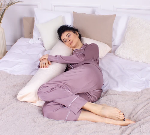 Подушка для вагітних та відпочинку Г-подібна №8456 Velvet Line 28-0004 Cream EcoSilk велюр