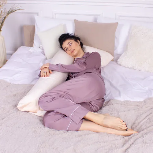 Подушка для беременных и отдыха Г-образная №8456 Velvet Line 28-0004 Cream EcoSilk велюр