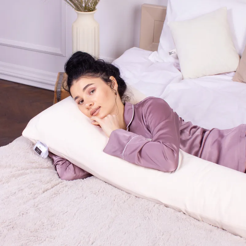 Подушка для беременных и отдыха Г-образная №8456 Velvet Line 28-0004 Cream EcoSilk велюр - 5