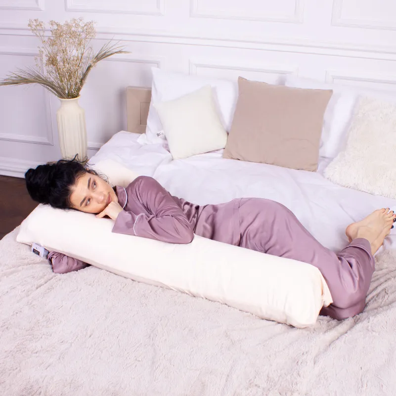 Подушка для беременных и отдыха Г-образная №8456 Velvet Line 28-0004 Cream EcoSilk велюр - 6