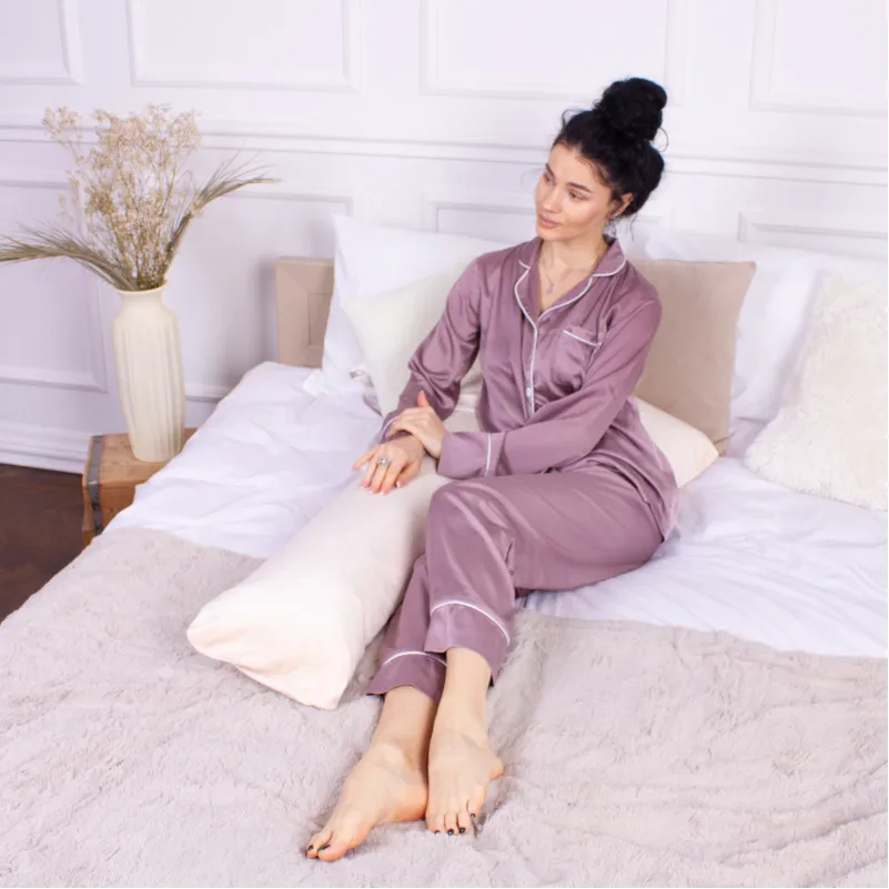 Подушка для беременных и отдыха Г-образная №8456 Velvet Line 28-0004 Cream EcoSilk велюр - 7