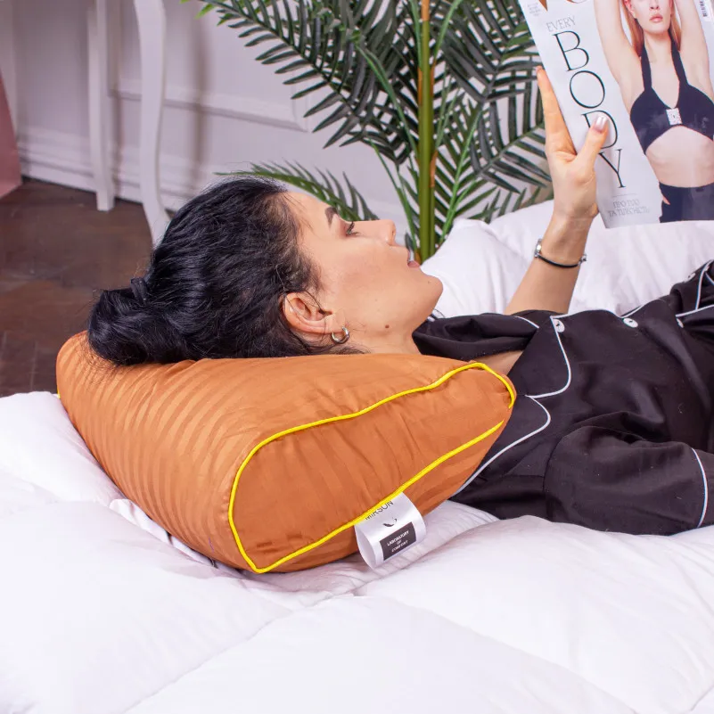 Подушка ортопедична (стружка Memory) №4182 Satin Stripe 30-0005 Brown KIDDY 50*29*5/8 см - 2