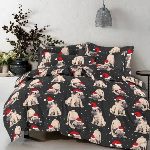 Простирадло Бязь 17-0598 New Year's pug