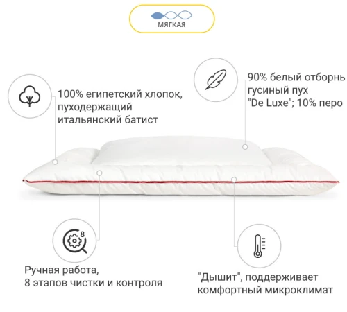 Подушка пухова Deluxe Малюк №806 пух батист - 2