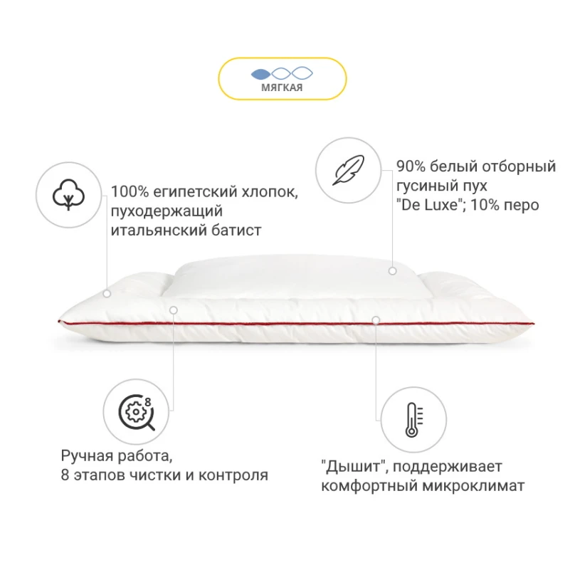 Подушка пуховая Deluxe Малыш №806 пух батист (мягкая) - 1
