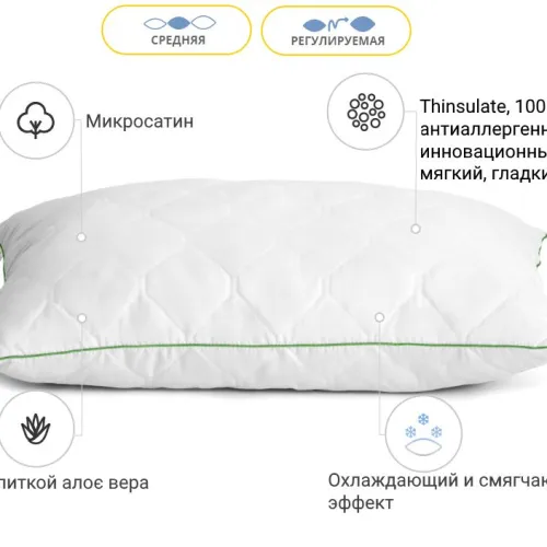 Подушка антиалергенна Eco Line Aloe Vera №138 3M TM Thinsulate TM мікросатин - 3