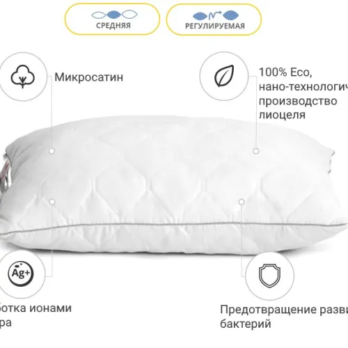 Подушка антиалергенна Eco Silver №0388 Tencel мікросатин - 3