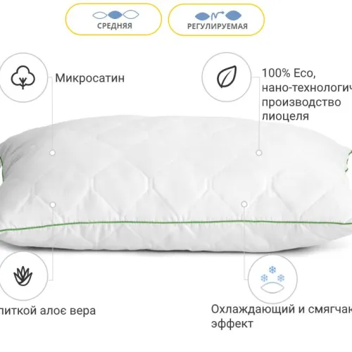 Подушка антиалергенна Eco Line Aloe Vera №0387 Tencel мікросатин - 3