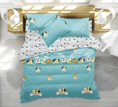 Комплект постільної білизни Бязь 17-0518 Cat-dog blue