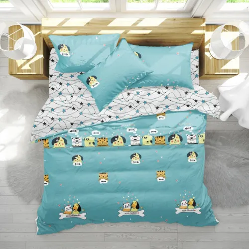 Комплект постільної білизни Бязь 17-0518 Cat-dog blue