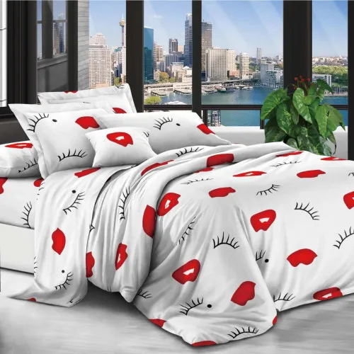 Комплект постільної білизни 100% поліестер 15-0282 Kisses