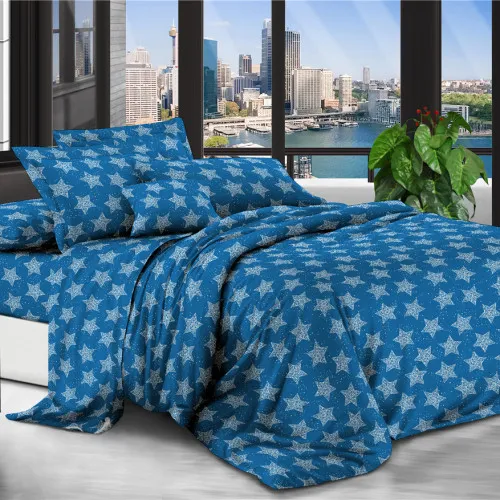 Комплект постільної білизни 100% поліестер 15-0231 Blue Star