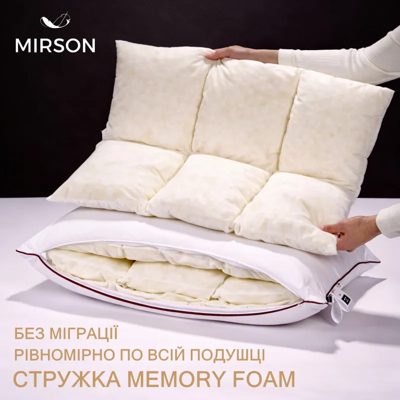 Подушка DeLuxe №1494 Memory батист (висока) - 2