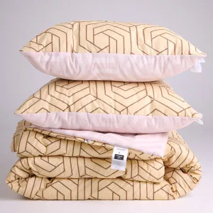 Набір антиалергенний Tencel Зима №3071 Сolor Fun Line (чохол бязь 100%) Geometry (ковдра + 2 середні подушки)