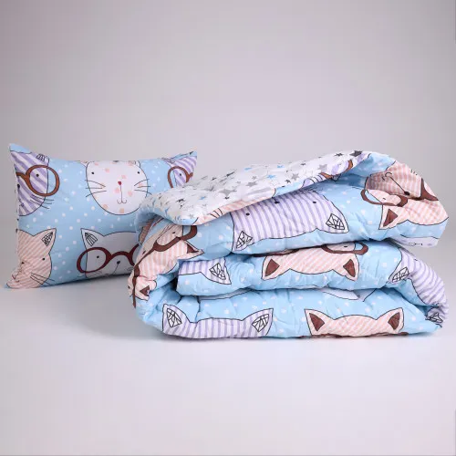 Набір антиалергенний EcoSilk Зима №3020 Сolor Fun Line (чохол бязь 100%) Whales (ковдра + подушка середня)