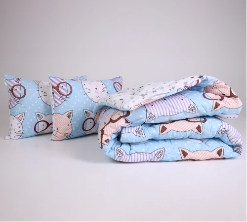 Літній постільний комплект №2817 Сolor Fun Line Whales Бавовна (ковдра + 2 наволочки )