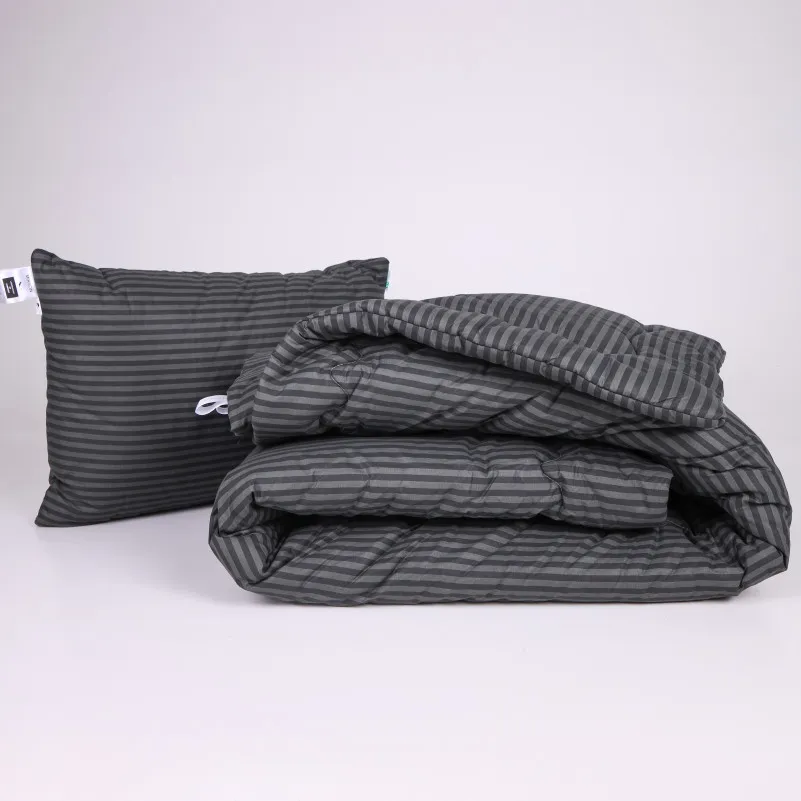 Набір №1075 Сolor Fun Line 17-0611 Stripe Black Tencel Зима (ковдра + подушка середня)