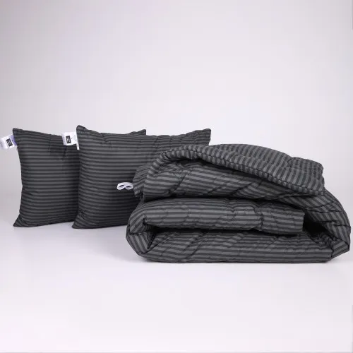 Набір №1072 Сolor Fun Line 17-0611 Stripe Black Tencel Літо (ковдра + 2 подушки середні)