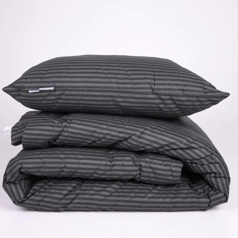 Набір №1075 Сolor Fun Line 17-0611 Stripe Black Tencel Зима (ковдра + подушка середня) - 2