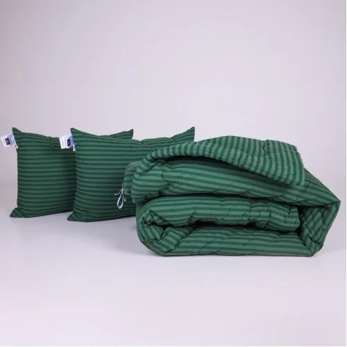 Набір №1018 Сolor Fun Line 17-0612 Stripe Emerald Tencel Літо (ковдра + 2 подушки середні)