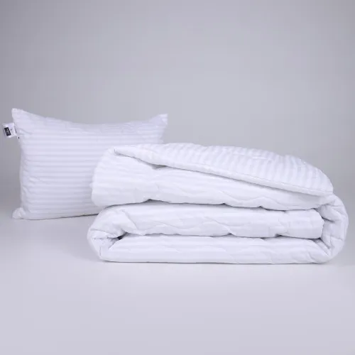 Набір №1124 Сolor Fun Line 17-0605 Stripe White Tencel Літо (ковдра + подушка середня)